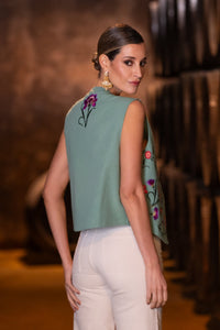 Chaleco Claveles De Feria Verde Káhyra