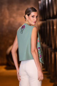 Chaleco Claveles De Feria Verde Káhyra