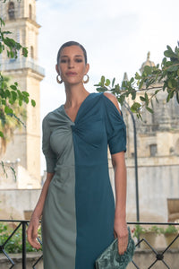 Vestido Dry Petróleo Y Verde Káhyra