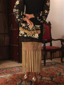 Bolso Tango Negro Bordado Beige Kahyra