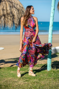 Vestido Santorini Halter Sunset & Moon