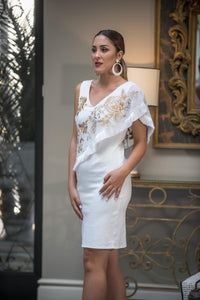 Vestido Romero Bordado Blanco Kahyra