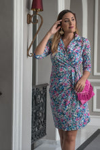 Cargar imagen en el visor de la galería, Vestido Acuarela Azul Nudo Kahyra
